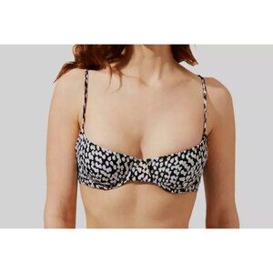 Solid and Striped Size XS The Eva Bikini Top Painted Dot Black White Underwire